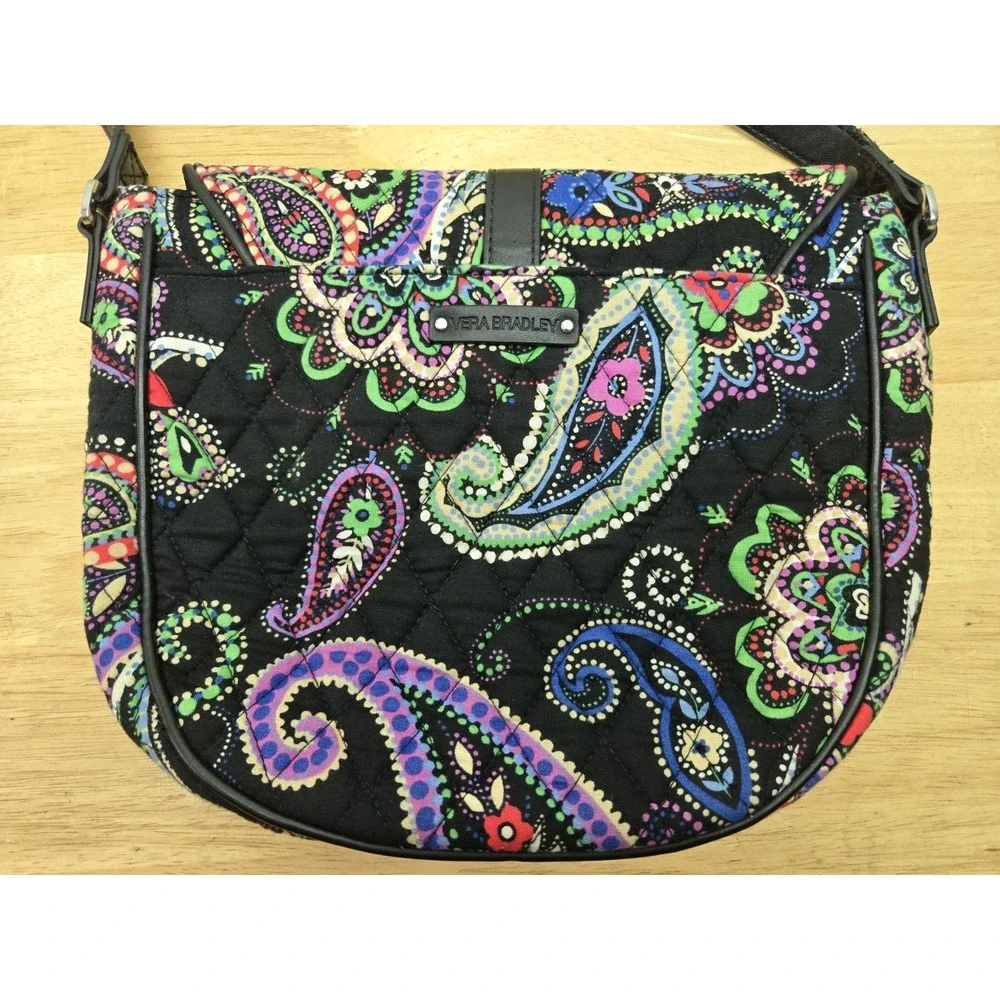 Vera Bradley Slim Saddle Bag Kiev Paisley Black